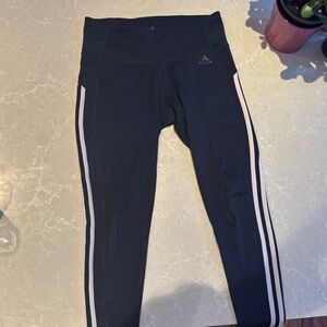 Adidas Navy Leggings with White Side Stripes